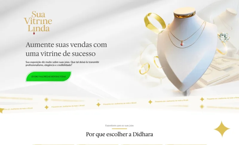 Site da Didhara, expositores de joias