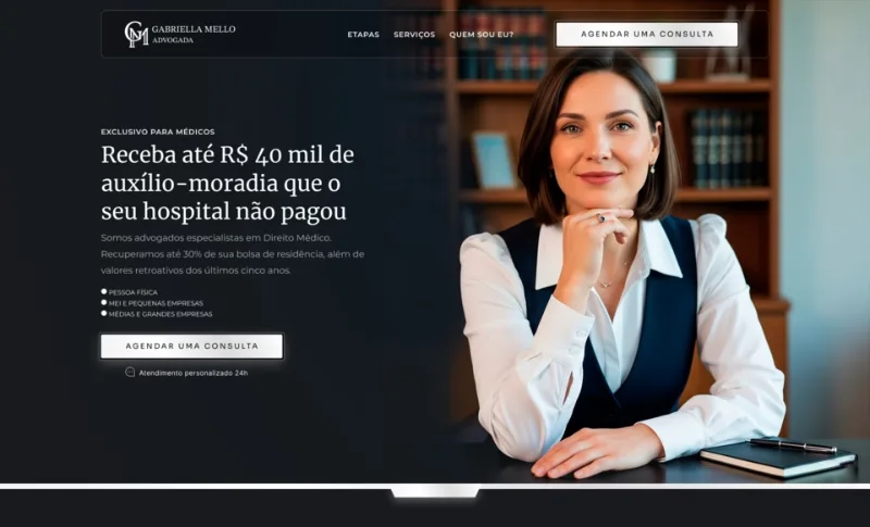 Site da advogada Gabriella Mello
